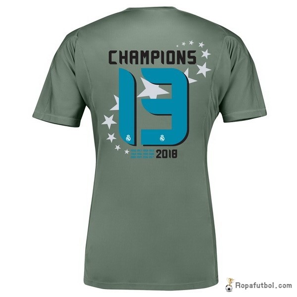 Camiseta Real Madrid Champions 13 Replica Primera Ropa Portero 2017/18 Verde